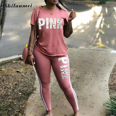 Pink t Sweatsuit  2 Piece Set