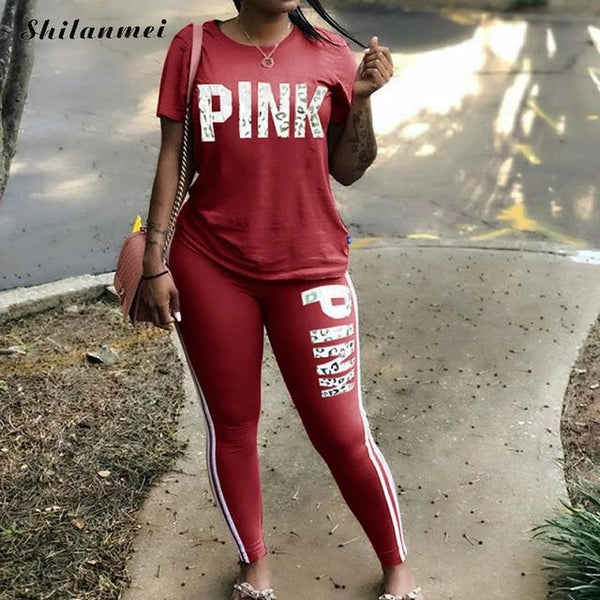 Pink t Sweatsuit  2 Piece Set
