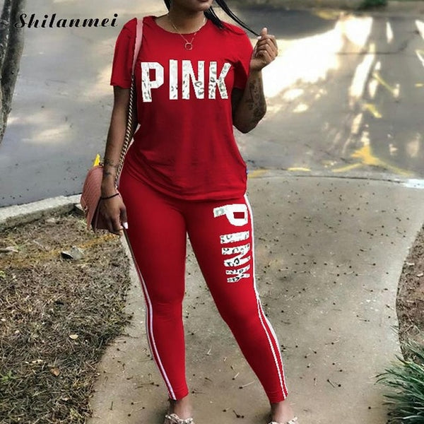 Pink t Sweatsuit  2 Piece Set