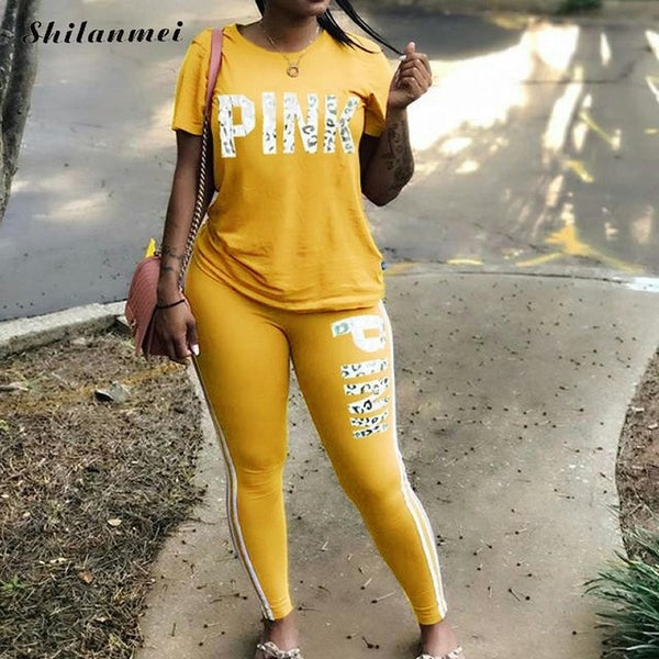 Pink t Sweatsuit  2 Piece Set