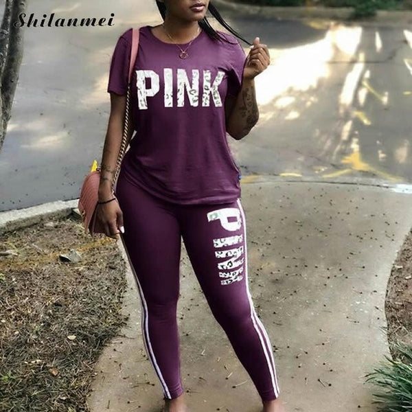 Pink t Sweatsuit  2 Piece Set