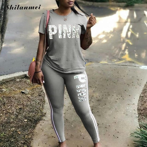 Pink t Sweatsuit  2 Piece Set