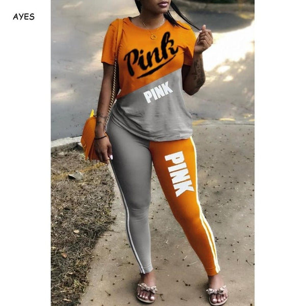 Pink t Sweatsuit  2 Piece Set